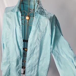 Vintage Coldwater Creek Ocean Blue Shacket Zipper Close